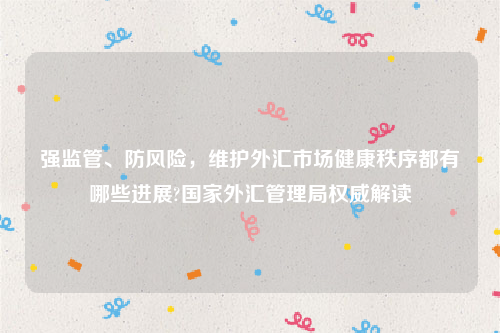 强监管、防风险，维护外汇市场健康秩序都有哪些进展?国家外汇管理局权威解读